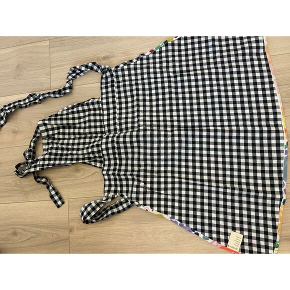 NWOT Anthropologie Apron Floral Black Check & Tea Towel - Picture 5 of 11